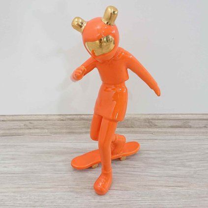 Soška Skating Astronaut - oranžová, 33cm Kare