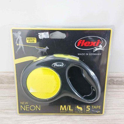 Vodítko Flexi M/L neon pásek 5m/50kg žlutá