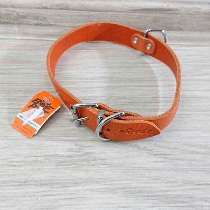 Oranžový kožený obojek Argus, 55cm x 25mm BafPet