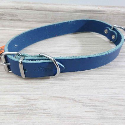 Modrý kožený obojek Argus, 55cm x 25mm BafPet