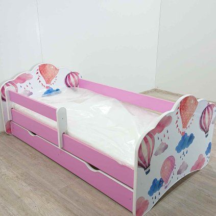 Dětská postel balóny 160x80 cm s matrací a úložným prostorem