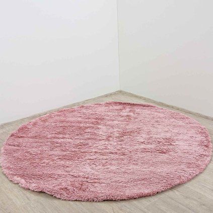 Růžový kulatý koberec Fluffy o 200 cm Ayyildiz Carpets