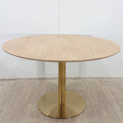 Kulatý jídelní stůl o 120 cm dub / zlatý