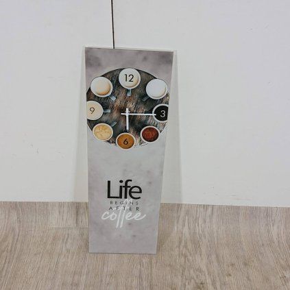 Nástěnné hodiny Styler Glassclock Coffee Love, 20 x 60 cm