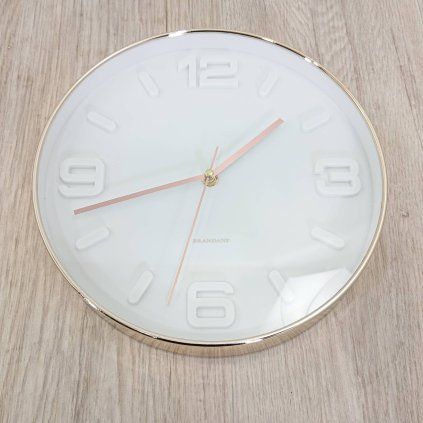 Bílé nástěnné hodiny Brandani Rose Gold
