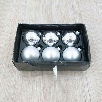 Sada 6 vánočních ozdob ve stříbrné barvě Unimasa Brightness