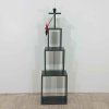 Volně stojící lampa se světle šedým stínítkem Homitis Tower
